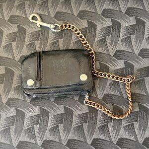 VTG HARLEY Davidson Black Leather Chain Wallet